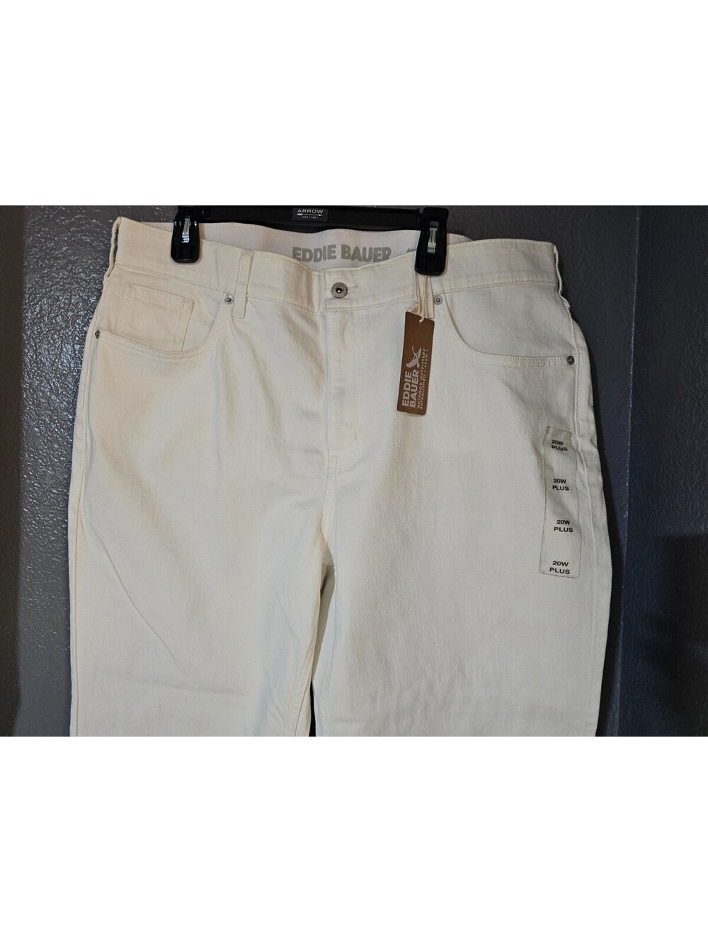 Women's Eddie Bauer Denim Jeans Pants Wide Leg Plus Size 20 White Elastic Waist - Picture 9 of 14